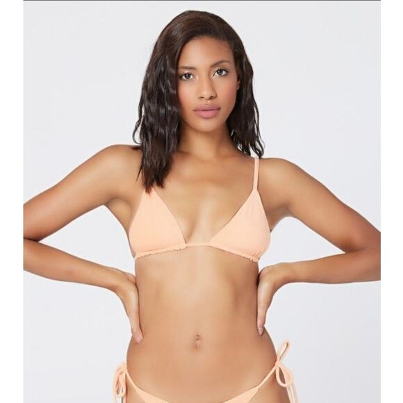 L*Space Brittany Triangle Bikini Top in Tangy Terry Orange Size Medium NWT - Picture 1 of 5